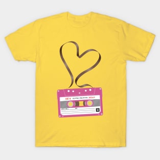 Pink Mix Cassette Tape Love Heart T-Shirt